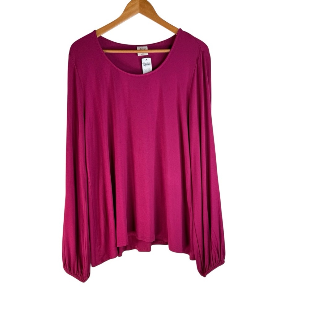 New Soma Women’s Soft Jersey Peasant Sleeve Long Sleeve Top in Cranberry Size XL